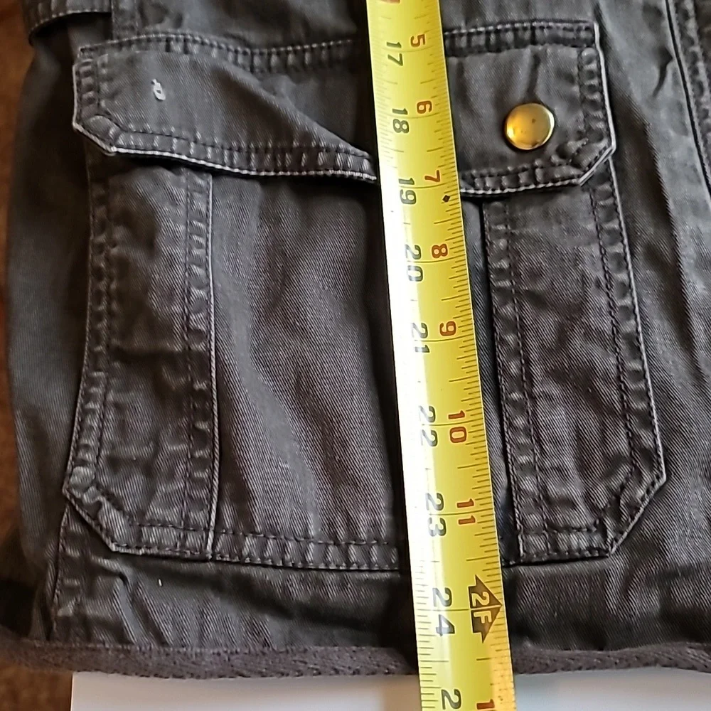 J Crew utility jacket washed olive green gold colored snaps womens M